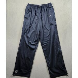 Vintage Nike Sweatpants Mens XL Blue Drawstring Zip Ankle Logo Silver Tag Y2K